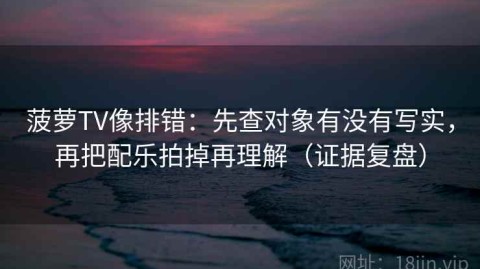 菠萝TV像排错：先查对象有没有写实，再把配乐拍掉再理解（证据复盘）