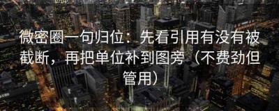 微密圈一句归位：先看引用有没有被截断，再把单位补到图旁（不费劲但管用）