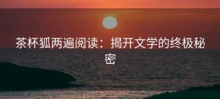 茶杯狐两遍阅读：揭开文学的终极秘密