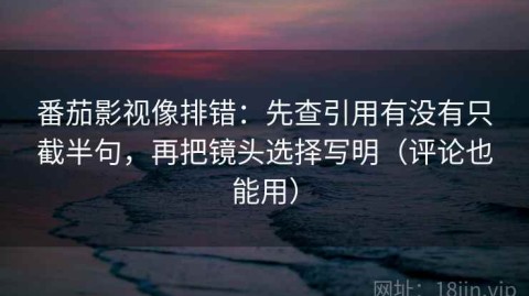 番茄影视像排错：先查引用有没有只截半句，再把镜头选择写明（评论也能用）