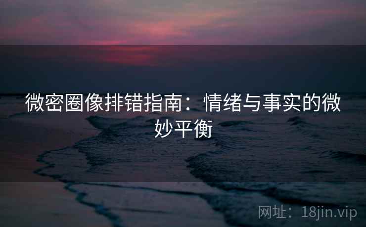 微密圈像排错指南：情绪与事实的微妙平衡